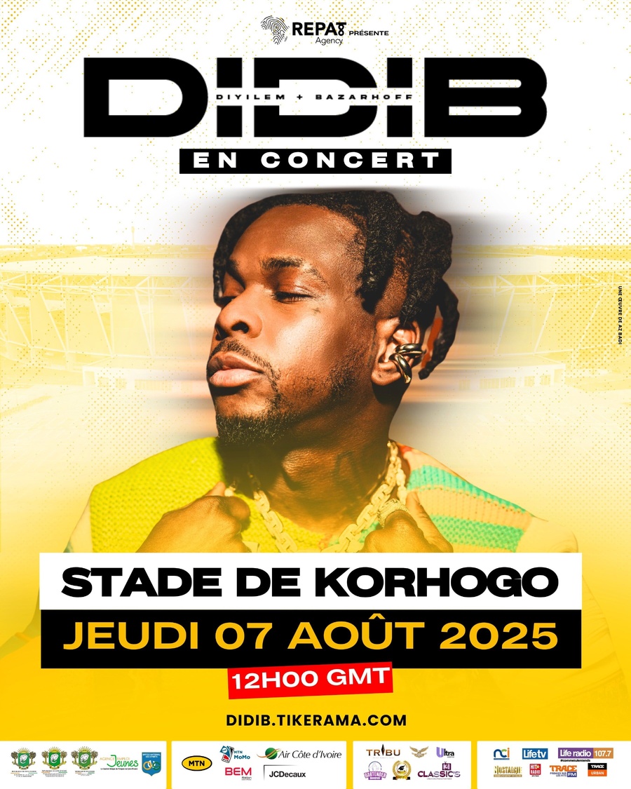 Concert Didi B : le 7 août 2025 au stade Amadou Gon Coulibaly de Korhogo