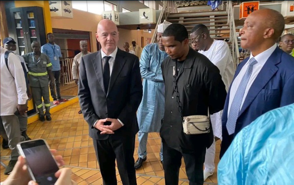 Infantino, Eto et Motsepe au Cameroun pour les obsèques d'Issa Hayatou © Crédit photo DR Infantino, Eto et Motsepe au Cameroun pour les obsèques d'Issa Hayatou © Crédit photo DR