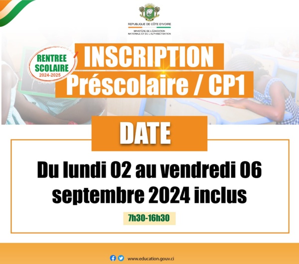 Inscriptions CP1 2024-2025 Côte d'Ivoire © Crédit photo DR