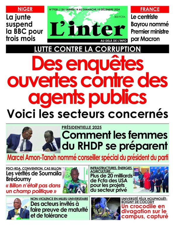 Titrologie 14 décembre 2024 : voici les grands titres de la presse ivoirienne