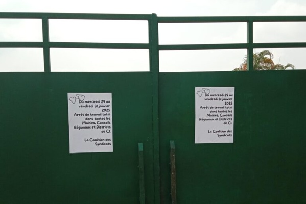 Bingerville : Grève des agents municipaux, services à l'arrêt © Crédit photo DR Bingerville : Grève des agents municipaux, services à l'arrêt © Crédit photo DR