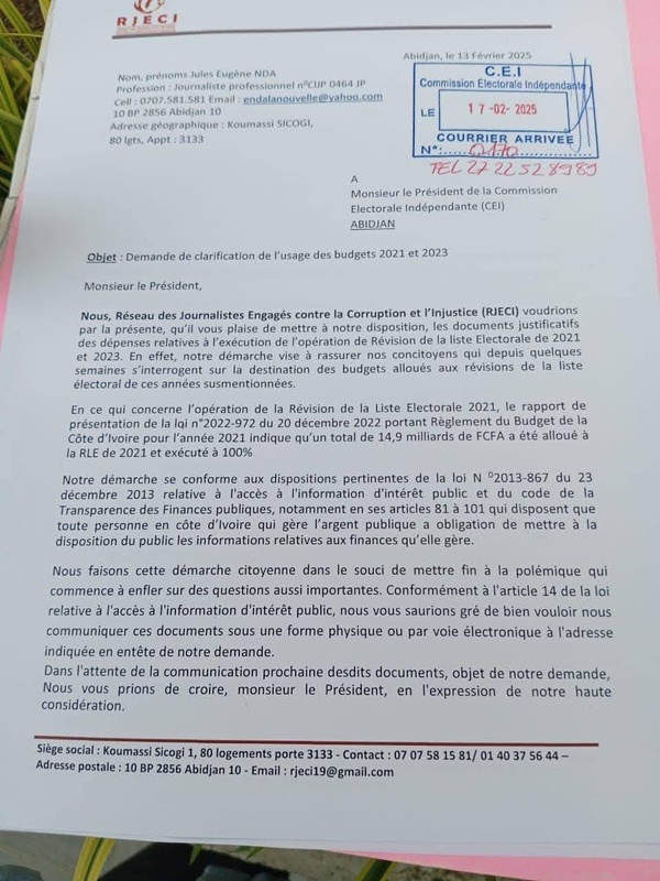 Affaire "fonds alloués aux révisions électorales" : les journalistes ivoiriens anticorruption demandent des comptes à la CEI Affaire "fonds alloués aux révisions électorales" : les journalistes ivoiriens anticorruption demandent des comptes à la CEI