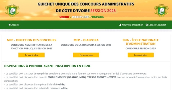 Liste des concours de la Fonction Publique 2025 CI : Comment s'inscrire dès le 28 février Liste des concours de la Fonction Publique 2025 CI : Comment s'inscrire dès le 28 février