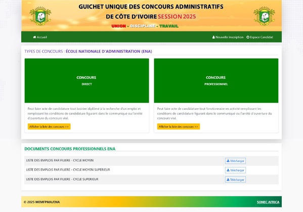 Ouverture des inscriptions aux concours ENA 2026 CI  © Crédit photo DR