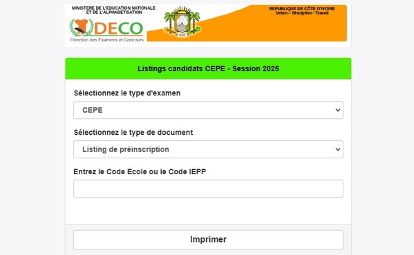 CEPE 2025 en Côte d'Ivoire : début de l'impression des fiches d'EPS
