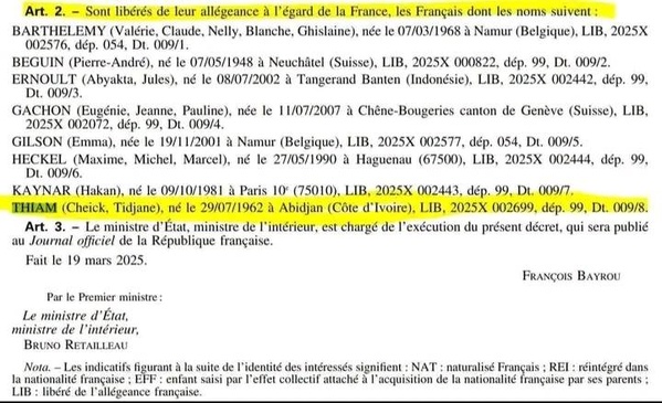 Tidjane Thiam : La France officialise sa renonciation à la nationalité française Tidjane Thiam : La France officialise sa renonciation à la nationalité française