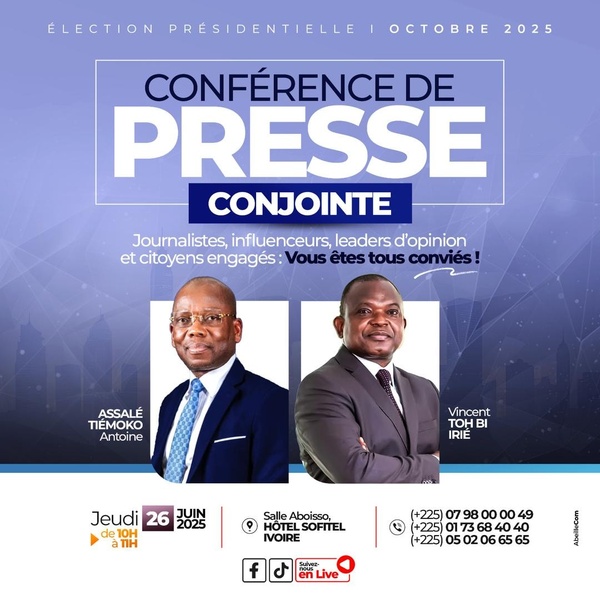 Vincent Toh Bi et Assalé Tiémoko : vers une alliance pour la présidentielle ? © Crédit photo DR Vincent Toh Bi et Assalé Tiémoko : vers une alliance pour la présidentielle ? © Crédit photo DR