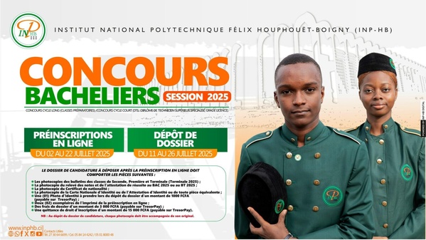 Concours INPHB 2025 Côte d'Ivoire © Crédit photo DR Concours INPHB 2025 Côte d'Ivoire © Crédit photo DR