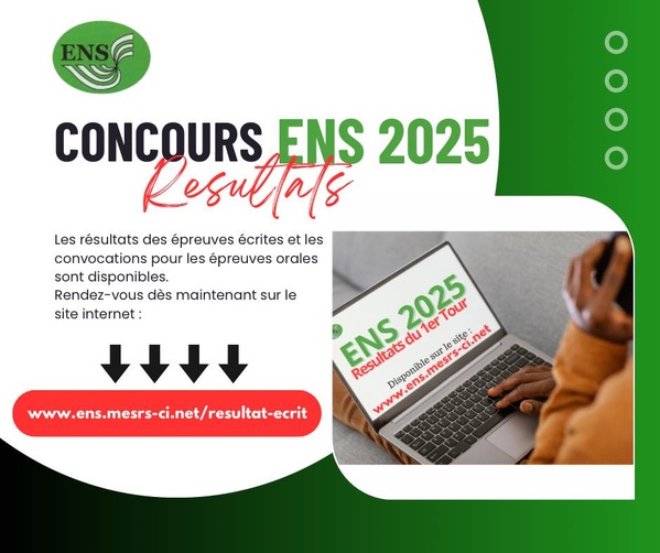 Les résultats du concours ENS 2025 sont tombés © Crédit photo DR Les résultats du concours ENS 2025 sont tombés © Crédit photo DR