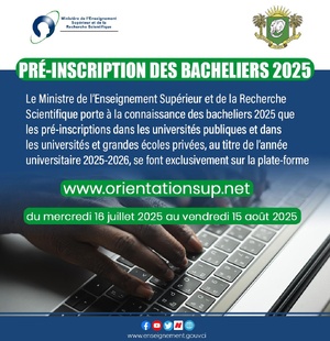 Début des préinscriptions des nouveaux bacheliers 2025 en Côte d'Ivoire ce 16 juillet Début des préinscriptions des nouveaux bacheliers 2025 en Côte d'Ivoire ce 16 juillet