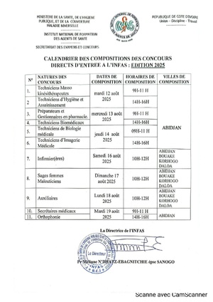 Le calendrier des compositions de l'INFAS 2025 modifié : voici le nouveau programme et date