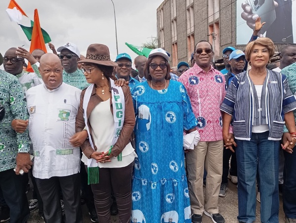 Affi N'Guessan à la marche opposition PPA-CI PDCI ce 9 août à Yopougon © Crédit photo DR