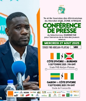 Éliminatoires Mondial 2026, zone Afrique : Emerse Faé dévoile la liste des Éléphants de Côte d'Ivoire ce 27 août Éliminatoires Mondial 2026, zone Afrique : Emerse Faé dévoile la liste des Éléphants de Côte d'Ivoire ce 27 août