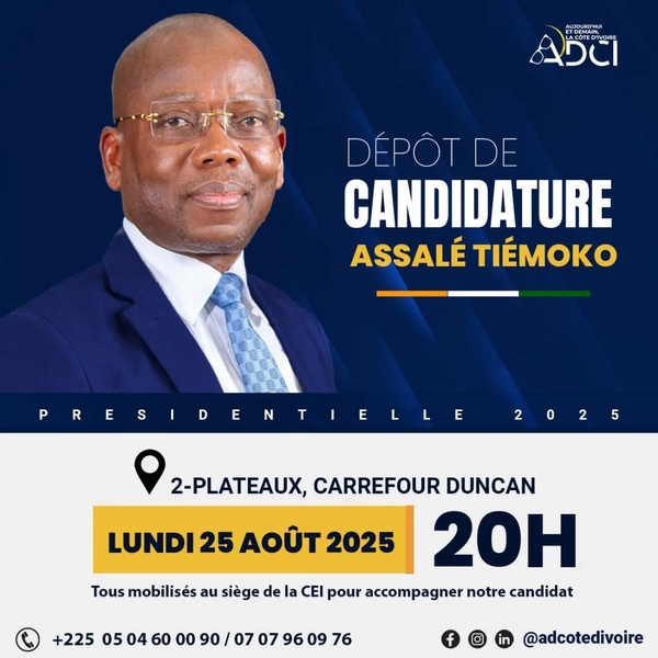 Dépôt de candidature d'Assalé Tiémoko pour la présidentielle 2025 Dépôt de candidature d'Assalé Tiémoko pour la présidentielle 2025