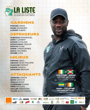 La liste des Éléphants de Côte d’Ivoire contre le Burundi le 5 septembre dévoilée La liste des Éléphants de Côte d’Ivoire contre le Burundi le 5 septembre dévoilée