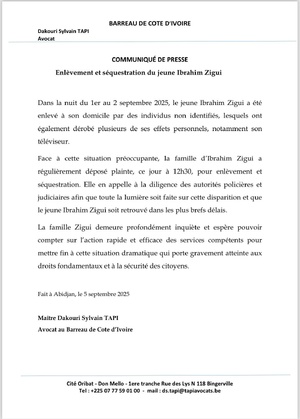 Ibrahim Zigui : la famille du militant du PPA-CI et cyber-activiste porte plainte pour enlèvement