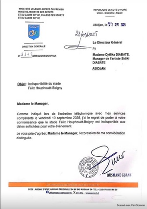 Le concert de Sidiki Diabaté au stade Félix Houphouët-Boigny annulé Le concert de Sidiki Diabaté au stade Félix Houphouët-Boigny annulé