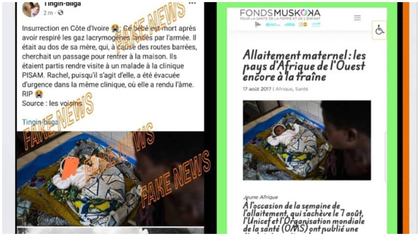 Bébé décédé suite aux gaz lacrymogènes lors de la marche de l'opposition de à Abidjan  © Crédit photo DR