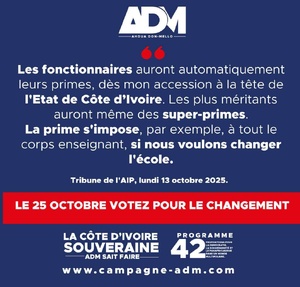 Ahoua Don Mello promet des primes automatiques aux fonctionnaires, à tout le corps enseignant et une réforme des salaires Ahoua Don Mello promet des primes automatiques aux fonctionnaires, à tout le corps enseignant et une réforme des salaires