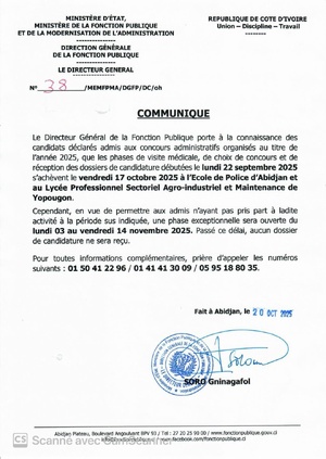 Admis Concours administratifs 2025 : la Fonction Publique prolonge la visite médicale et le dépôt des dossiers jusqu'au 14 novembre Admis Concours administratifs 2025 : la Fonction Publique prolonge la visite médicale et le dépôt des dossiers jusqu'au 14 novembre