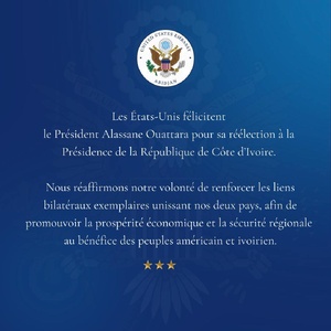 Les États-Unis félicitent Alassane Ouattara après sa réélection à la présidentielle 2025