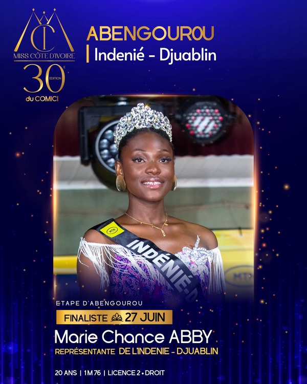 Marie Chance Abby sacrée Miss Abengourou 2026 Marie Chance Abby sacrée Miss Abengourou 2026