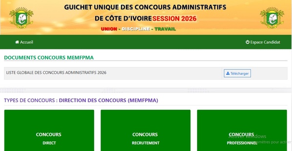 Inscription concours administratifs 2026 Côte d'Ivoire : ce qu'il faut préparer © Crédit photo DR Inscription concours administratifs 2026 Côte d'Ivoire : ce qu'il faut préparer © Crédit photo DR