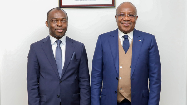 CNDH, Christian Arnaud Adjélou reçu par Jean Sansan Kambilé © Crédit photo Ministère de la Justice - Yessouan.ci