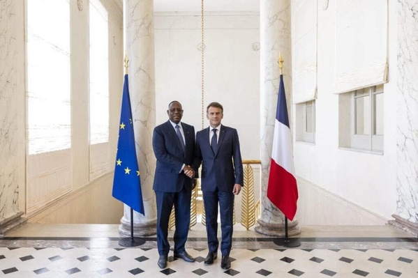 Macky Sall reçu par Macron à l'Élysée dans sa course à l'ONU © Crédit photo DR Macky Sall reçu par Macron à l'Élysée dans sa course à l'ONU © Crédit photo DR