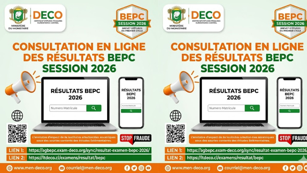 Liste et noms des 306 001 candidats admis au BEPC 2026 CI, men-deco.org consultez maintenant © Crédit photo DR