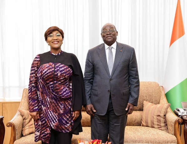 UNJCI, la présidente Marie-Laure N'Goran reçue par Tiémoko Meyliet Koné © Crédit photo DR UNJCI, la présidente Marie-Laure N'Goran reçue par Tiémoko Meyliet Koné © Crédit photo DR