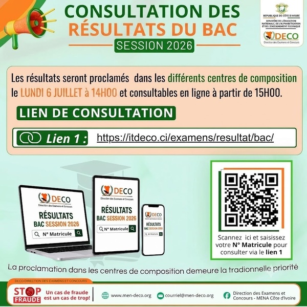 Liste admis BAC 2026 série D Côte d'Ivoire © Crédit photo DR Liste admis BAC 2026 série D Côte d'Ivoire © Crédit photo DR