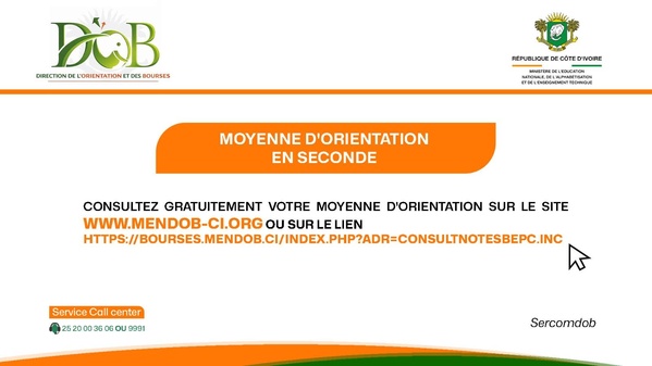 Moyenne d'orientation en seconde 2026 en Côte d'Ivoire © Crédit photo DR Moyenne d'orientation en seconde 2026 en Côte d'Ivoire © Crédit photo DR