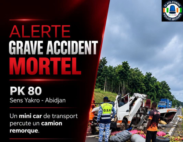 Accident au PK 80 sur l’axe Yamoussoukro-Abidjan