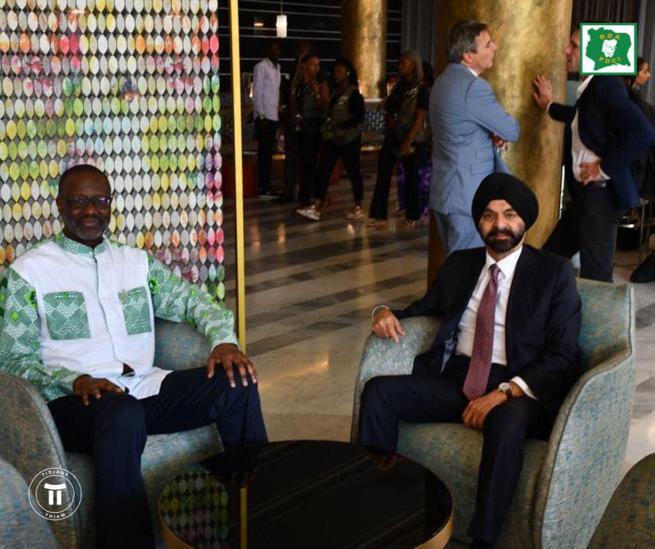 Ajay Banga et Tidjane Thiam discutent de l'avenir de l'Afrique © Crédit photo DR Ajay Banga et Tidjane Thiam discutent de l'avenir de l'Afrique © Crédit photo DR