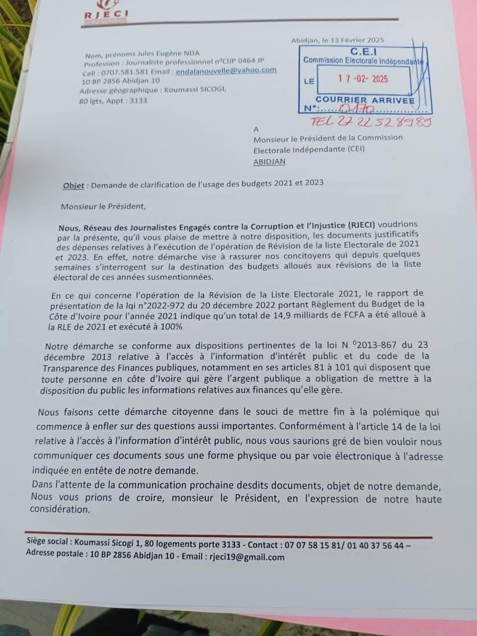Affaire "fonds alloués aux révisions électorales" : les journalistes ivoiriens anticorruption demandent des comptes à la CEI