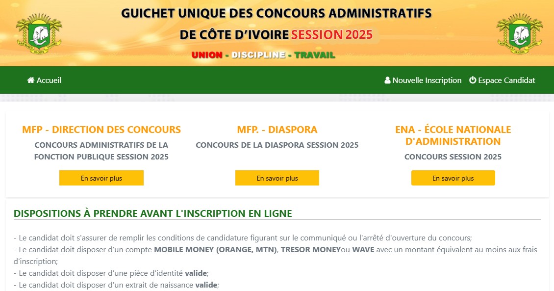 Liste des concours de la Fonction Publique 2025 CI : Comment s'inscrire dès le 28 février