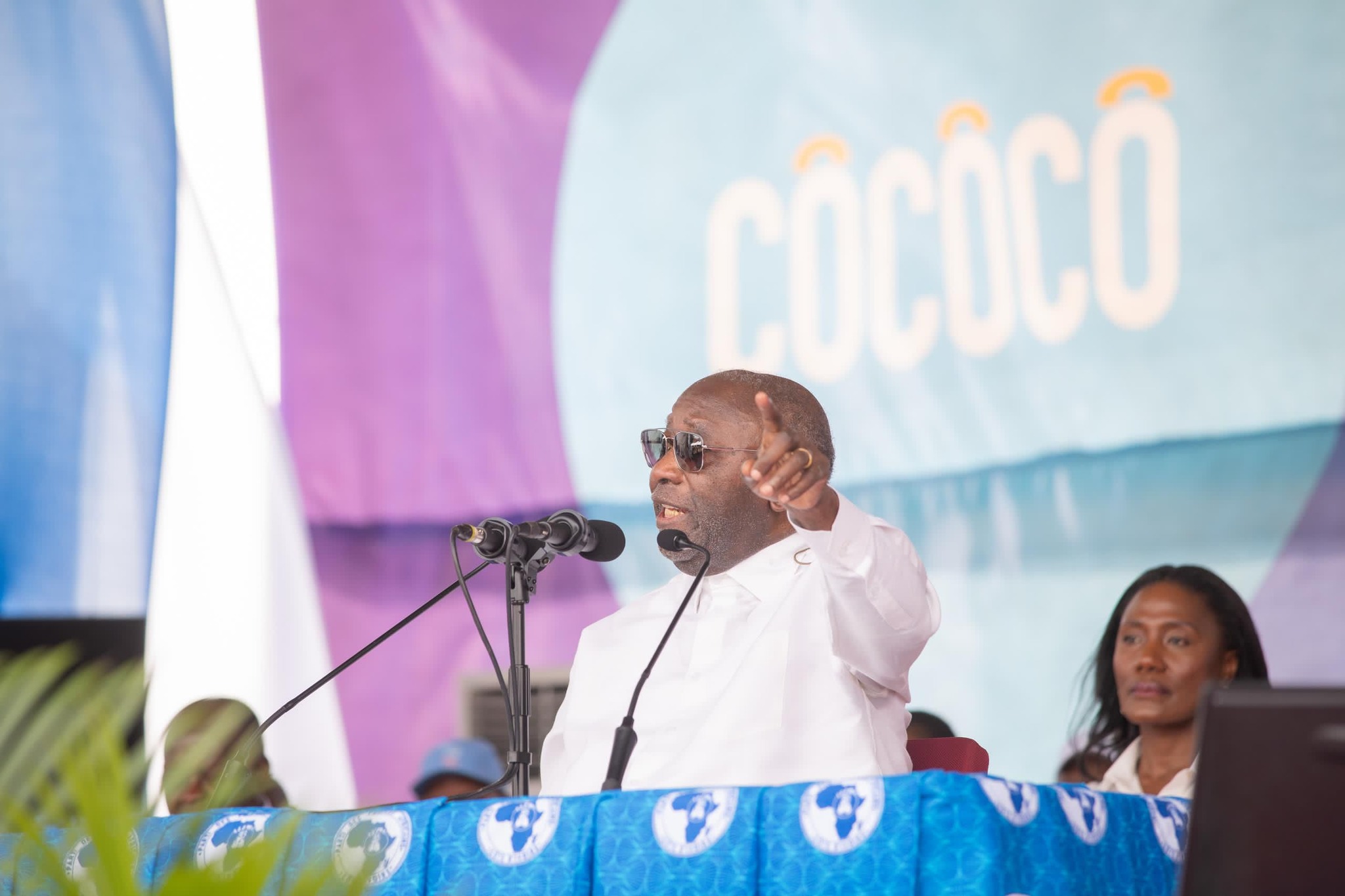Au stade d'Angré de Cocody le 1er mars 2025, Laurent Gbagbo, président du PPA-CI, a proposé une réforme du système foncier ivoirien © Crédit photo DR