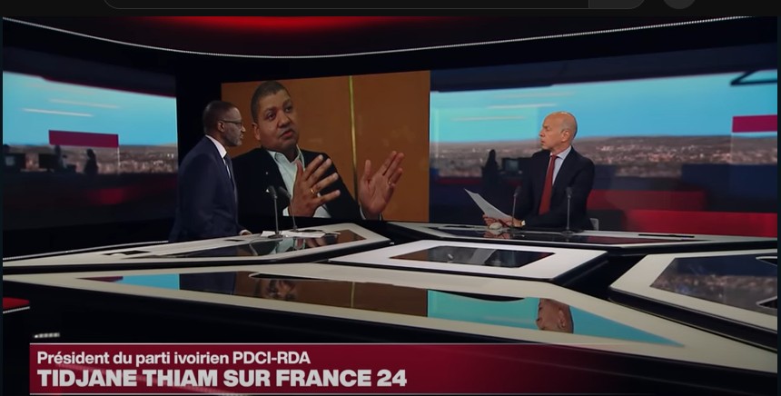Tidjane Thiam ce 19 mars 2025 a répondu aux questions sur sa double nationalité lors d'une interview sur France 24 © Crédit photo DR