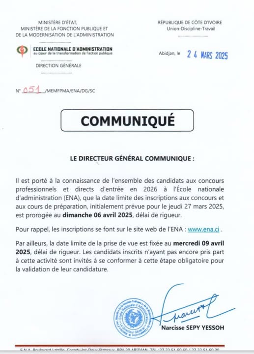 Concours ENA 2026 : les inscriptions prolongées jusqu'au 6 avril, les détails