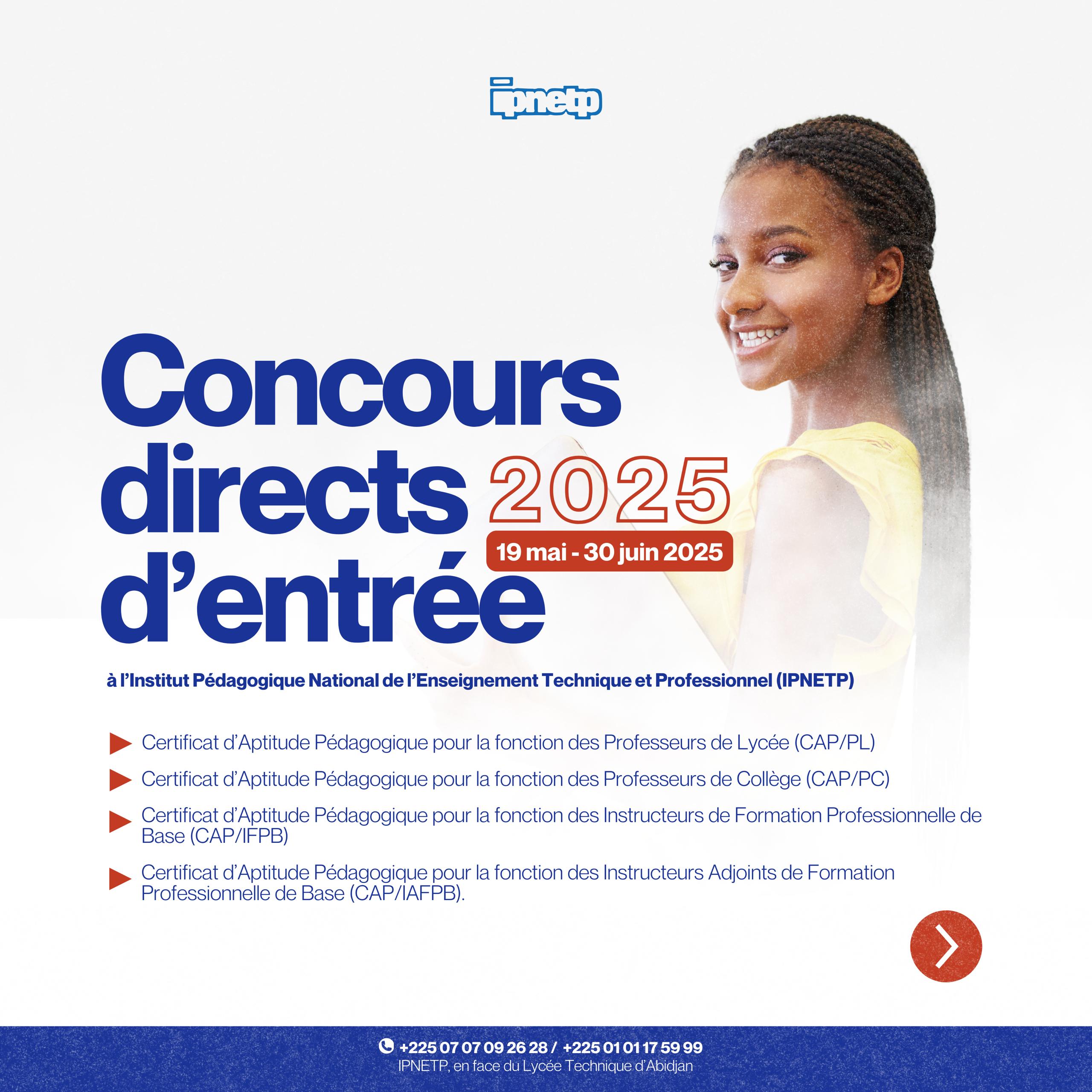 IPNETP 2025 CI : Inscriptions ouvertes du 19 mai au 30 juin, calendrier et dates clés © Crédit photo DR