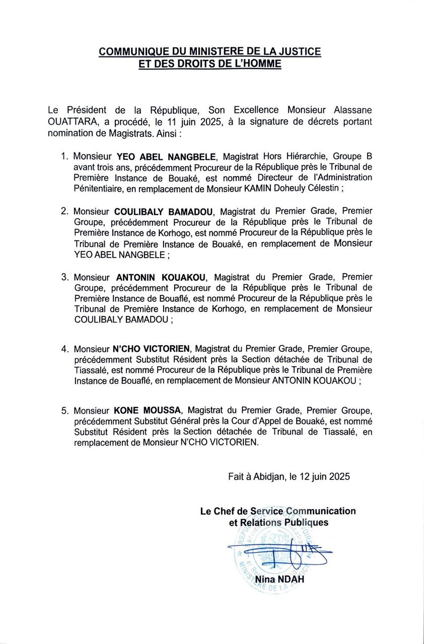 Nominations de magistrats en Côte d'Ivoire par Alassane Ouattara avant la présidentielle : voici la liste