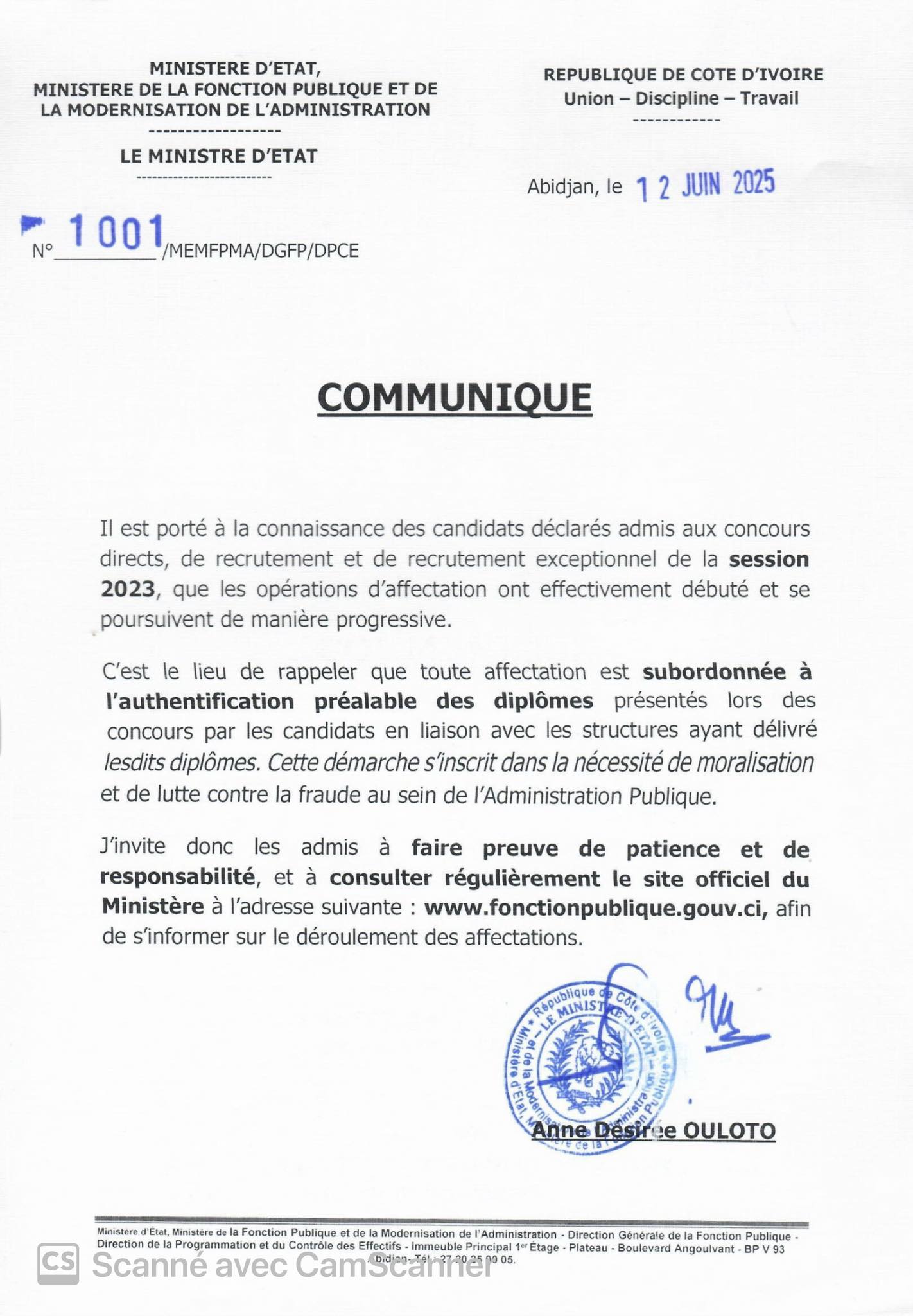 Début des affectations des admis aux concours 2023 de la Fonction publique en Côte d'Ivoire : ce qu'il faut savoir  Début des affectations des admis aux concours 2023 de la Fonction publique en Côte d'Ivoire : ce qu'il faut savoir