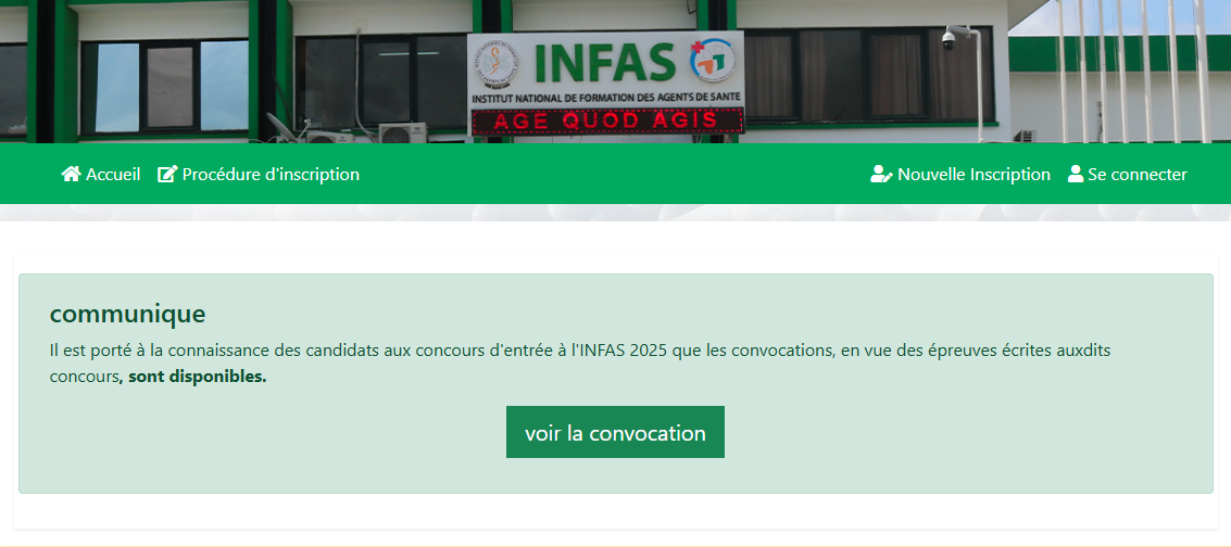 Convocations INFAS 2025 Côte d'Ivoire disponibles © Crédit photo DR
