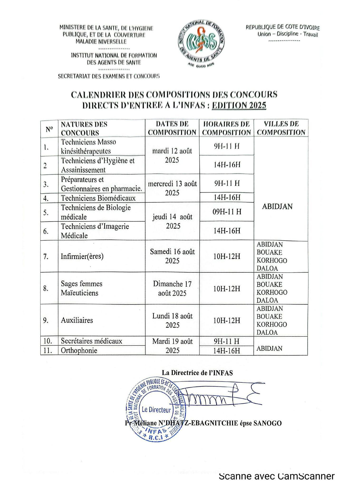 Le calendrier des compositions de l'INFAS 2025 modifié : voici le nouveau programme et date