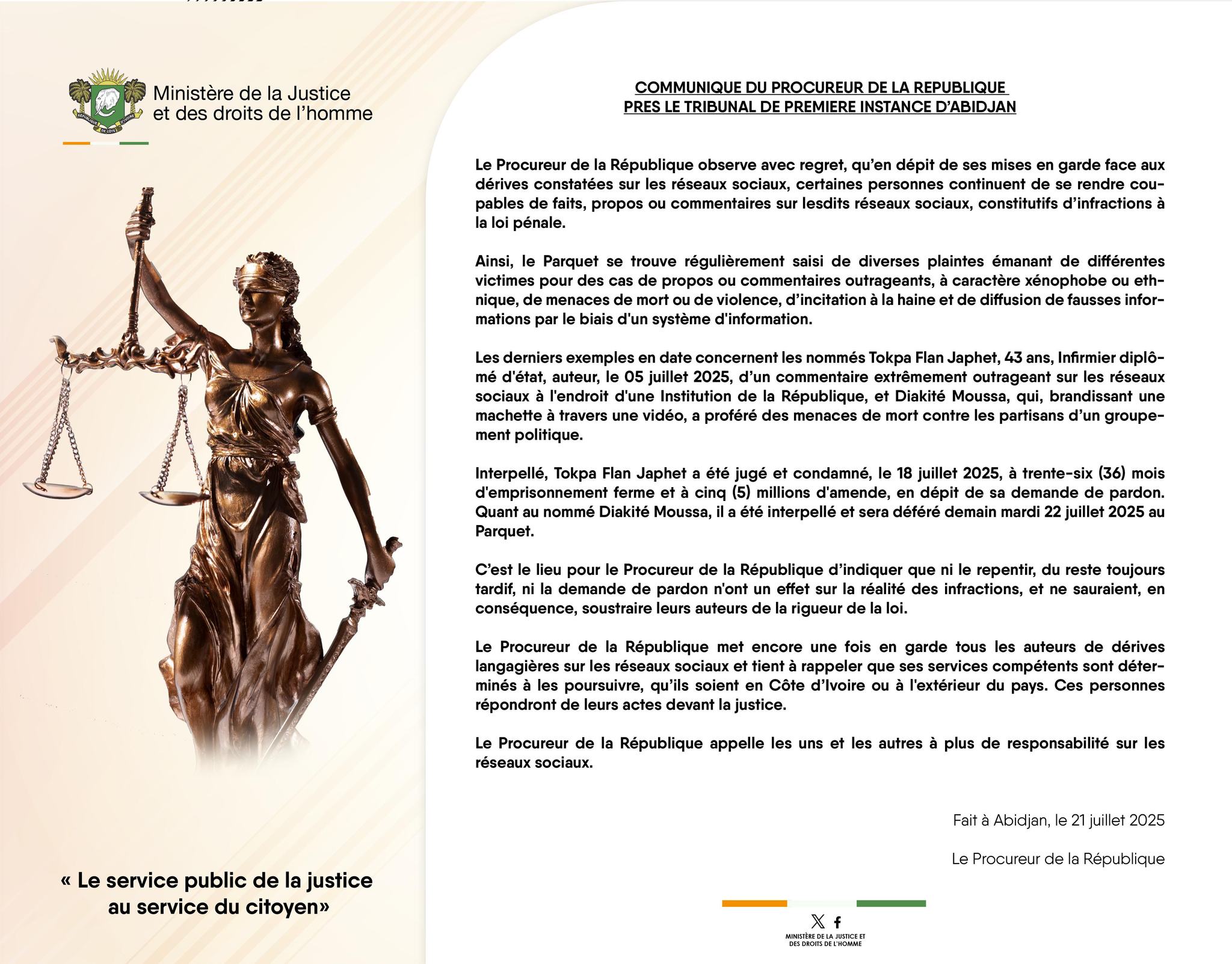 Arrestation et condamnation de l'infirmier Tokpa Flan Japhet : le Procureur livre enfin les raisons