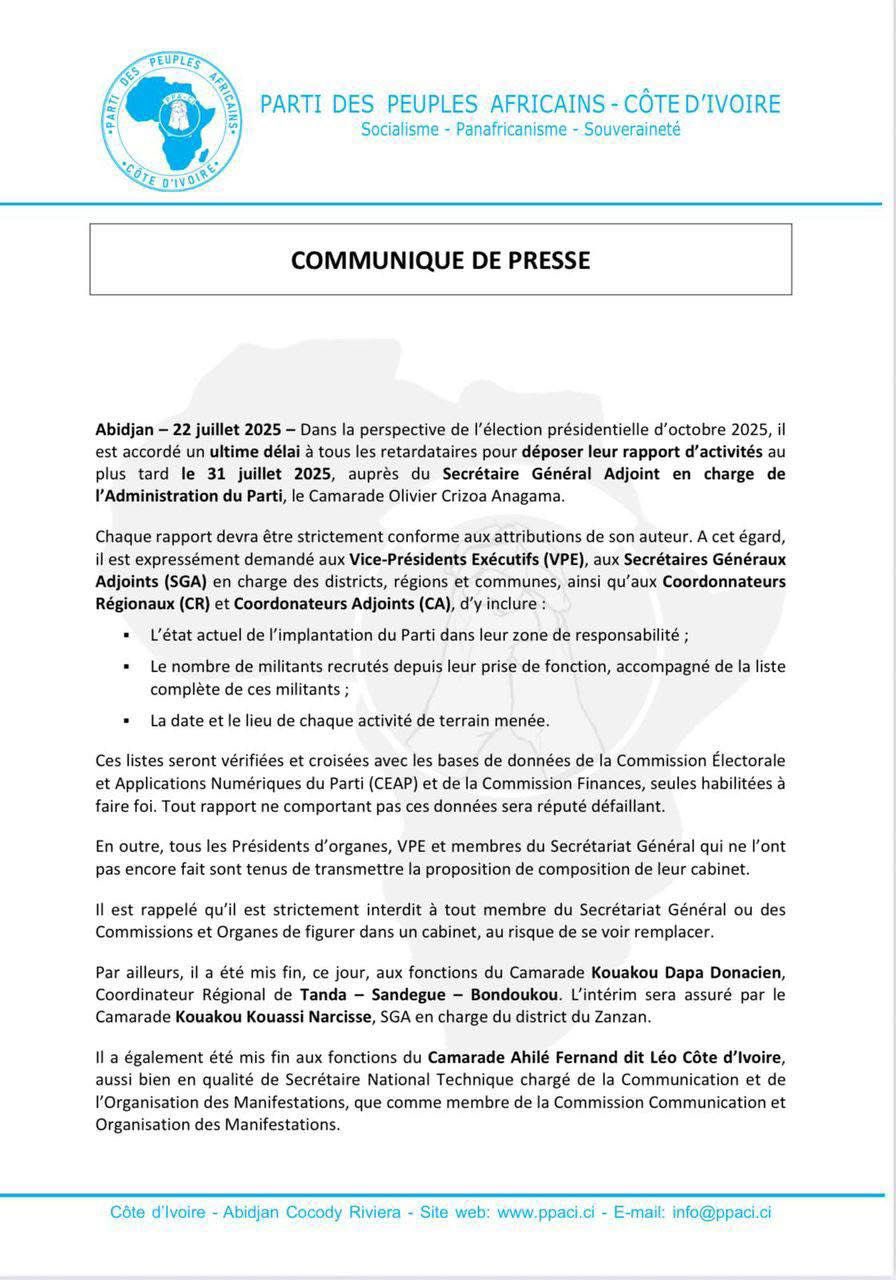 Exclusions des proches de Don Mello au PPA-CI : Jean Bonin dénonce un "jeu politique verrouillé"