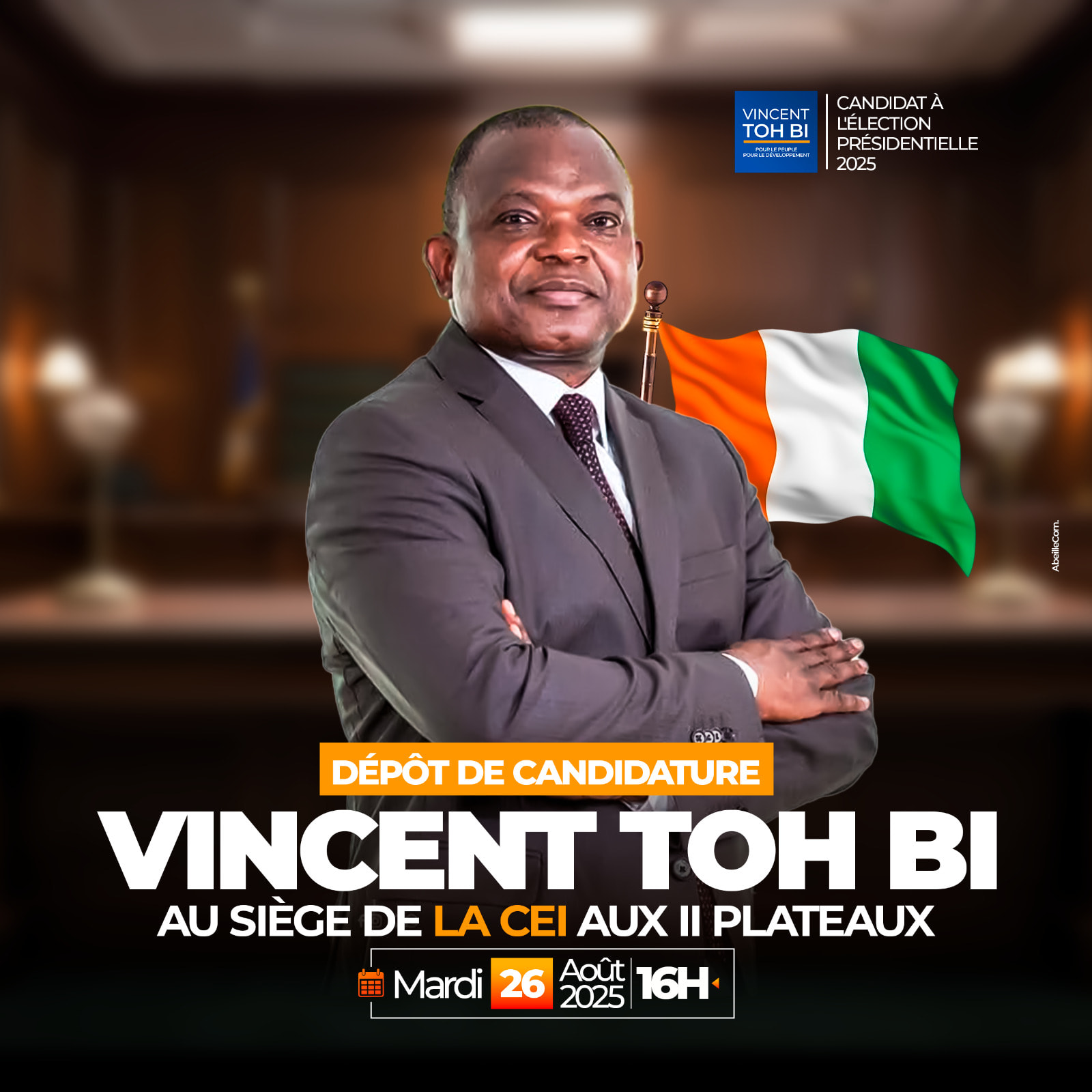 Vincent Toh Bi dépose son dossier pour la présidentielle 2025 © Crédit photo DR