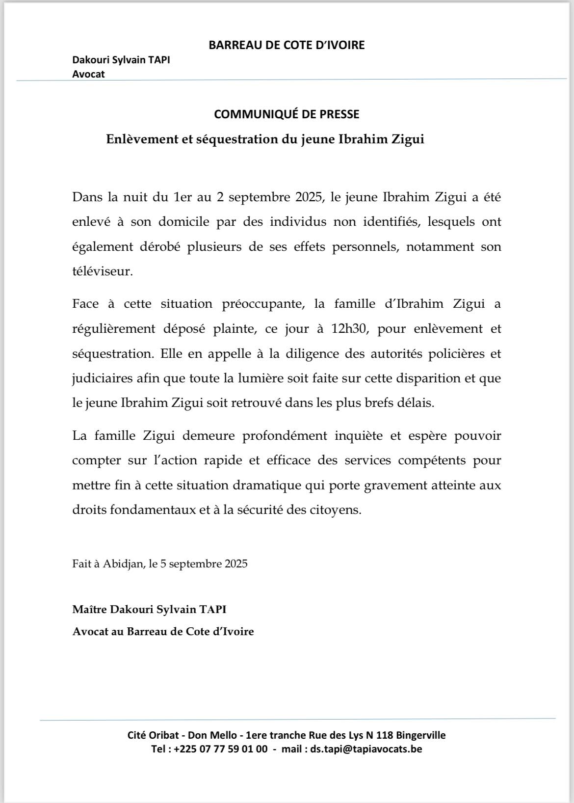 Ibrahim Zigui : la famille du militant du PPA-CI et cyber-activiste porte plainte pour enlèvement