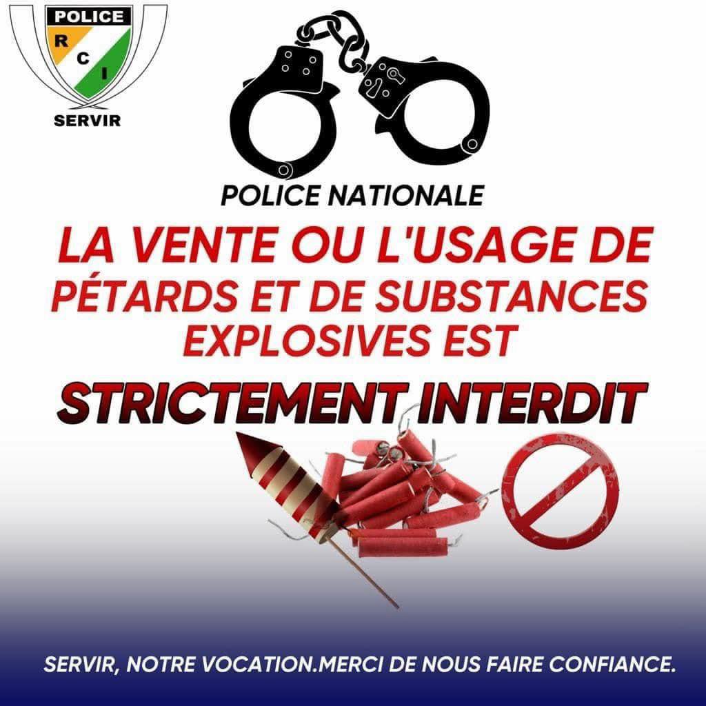Noël 2025 et fêtes de fin d'année : la police rappelle l'interdiction des pétards en Côte d'Ivoire